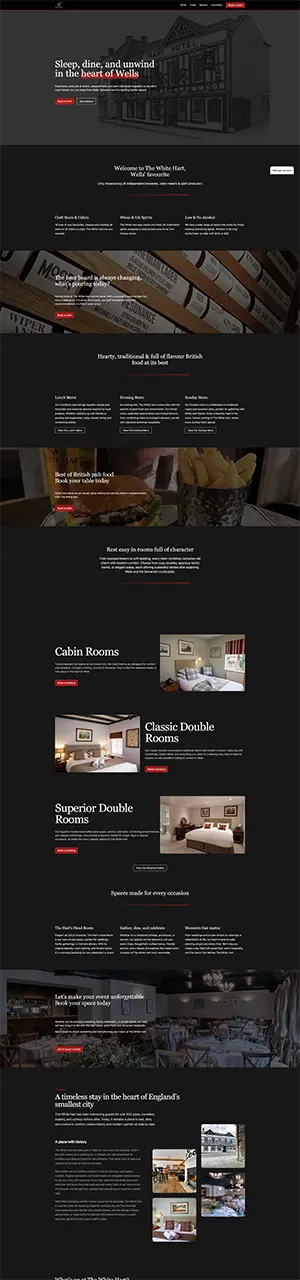 White Hart Wells website preview